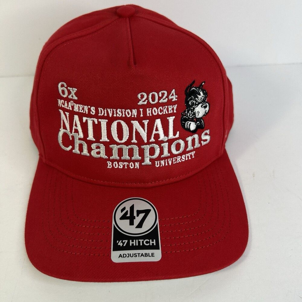 2024 Boston University Hockey 6x National Champions Red 47 Brand Hat Cap
